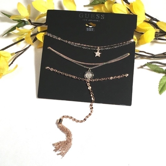 𝅺3/$29! GUESS Layered Necklace Star & Tassel - Picture 2 of 8